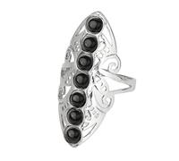 LCDIUDIU Bagues En Pierre Des 7 Chakras, Grande Bague En Argent Creuse Avec Perles Rondes En Pierre D'Énergie Naturelle, Ouverte Et Réglable, Anneau De Pouce, Bijoux Cadeau pour Femme Et Elle, Aga