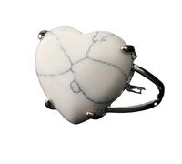 LCDIUDIU Bagues En Pierre Naturelle En Forme De Cœur, Incrustations D'Argent, Bagues En Quartz Rose, Réglables, Ouvertes, Pour Le Doigt, Anneau De Pouce, Bijoux Reiki, Cadeau Pour Petite Amie, Ép