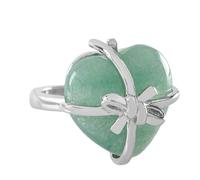 LCDIUDIU Bagues En Pierre Naturelle En Forme De Nœud Papillon, Incrustation D'Argent, Bagues En Pierre Précieuse En Jaspe Rouge, Ouvertes, Réglables, Pour Le Doigt, Anneau De Pouce, Bijoux Reiki,