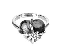 LCDIUDIU Bagues En Pierre Naturelle En Forme De Nœud Papillon, Incrustation D'Argent, Bagues En Pierre Précieuse En Jaspe Rouge, Ouvertes, Réglables, Pour Le Doigt, Le Pouce, Bijoux Reiki, Cadeau