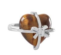 LCDIUDIU Bagues En Pierre Naturelle En Forme De Nœud Papillon, Incrustation D'Argent, Bagues En Pierre Précieuse En Jaspe Rouge, Ouvertes, Réglables, Pour Le Doigt, Cercle, Pour Le Pouce, Bijoux