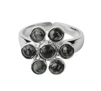 LCDIUDIU Bagues En Pierre Naturelle pour Femme, Incrustation De Fleurs En Argent, Pierre D'Énergie Naturelle Reiki Des 7 Chakras, Anneau De Doigt Réglable, Anneau De Pouce, Bijoux Cadeau pour Peti