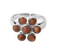 LCDIUDIU Bagues En Pierre Naturelle pour Femme, Incrustation De Fleurs En Argent, Rondes, Naturelles, Reiki, 7 Chakras, Énergie, Ouvert, Réglable, Anneau De Pouce, Bijoux, Cadeau pour Petite Amie,