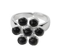 LCDIUDIU Bagues En Pierre Naturelle pour Femme, Incrustation De Fleurs En Argent, Rondes, Naturelles, Reiki, 7 Chakras, Énergie, Ouvert, Réglable, Anneau De Pouce, Bijoux, Cadeau pour Petite Amie,