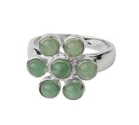 LCDIUDIU Bagues En Pierre Naturelle pour Femme, Incrustation De Fleurs En Argent, Rondes, Naturelles, Reiki, 7 Chakras, Pierre D'Énergie, Ajustable, Anneau De Pouce, Bijoux, Cadeau pour Petite Amie