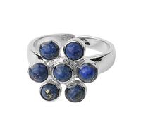 LCDIUDIU Bagues En Pierre Naturelle pour Femme, Incrustation De Fleurs En Argent, Rondes, Naturelles, Reiki, 7 Chakras, Énergie, Ouvert, Réglable, Anneau De Pouce, Bijoux, Cadeau pour Petite Amie,