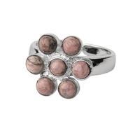 LCDIUDIU Bagues En Pierre Naturelle pour Femme, Incrustation De Fleurs En Argent, Rondes, Naturelles, Reiki, 7 Chakras, Énergie, Ouvert, Réglable, Anneau De Pouce, Bijoux, Cadeau pour Petite Amie,
