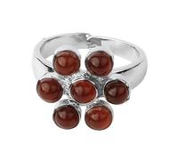 LCDIUDIU Bagues En Pierre Naturelle pour Femme, Incrustation De Fleurs En Argent, Rondes, Naturelles, Reiki, 7 Chakras, Pierre D'Énergie, Ajustable, Anneau De Pouce, Bijoux, Cadeau pour Petite Amie