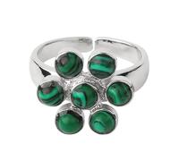 LCDIUDIU Bagues En Pierre Naturelle pour Femme, Incrustation De Fleurs En Argent, Rondes, Naturelles, Reiki, 7 Chakras, Pierre D'Énergie, Ajustable, Anneau De Pouce, Bijoux, Cadeau pour Petite Amie