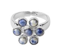 LCDIUDIU Bagues En Pierre Naturelle pour Femme, Incrustation De Fleurs En Argent, Rondes, Naturelles, Reiki, 7 Chakras, Énergie, Ajustable, Anneau De Pouce, Bijoux, Cadeau pour Petite Amie, Femme,