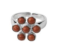 LCDIUDIU Bagues En Pierre Naturelle pour Femme, Incrustation De Fleurs En Argent, Rondes, Naturelles, Reiki, 7 Chakras, Pierre D'Énergie, Ajustable, Anneau De Pouce, Bijoux, Cadeau pour Petite Amie