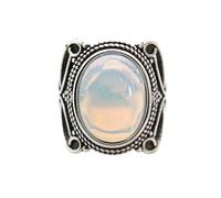 LCDIUDIU Bagues En Pierre Ovale, Bagues Vintage En Argent À Large Monture En Obsidienne Noire, Bagues Ouvertes Et Réglables Pour Le Doigt, Anneau De Pouce, Bijoux Reiki, Cadeau Pour Femme Et Maman