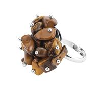 LCDIUDIU Bagues Ouvertes En Pierre Naturelle pour Femmes, Argent, Irrégulières, Reiki, Fluorite, Gravier, Pierre Brute, Gemme Énergétique, Réglable, Anneau De Doigt, Anneau De Pouce, Bijoux, Ca
