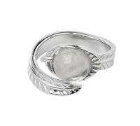 LCDIUDIU Bagues Ouvertes En Pierre Naturelle pour Femmes, Argent, Serties De Feuilles Sculptées, Rondes, Obsidienne Reiki, Bijou Énergétique, Ajustable, Anneau De Pouce, Bijoux, Cadeau pour Petit