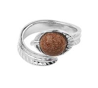 LCDIUDIU Bagues Ouvertes En Pierre Naturelle pour Femmes, Argent, Serties De Feuilles Sculptées, Rondes, Obsidienne Reiki, Bijou Énergétique, Ajustable, Anneau De Pouce, Bijoux, Cadeau pour Petit