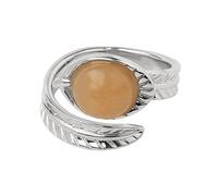 LCDIUDIU Bagues Ouvertes En Pierre Naturelle pour Femmes, Argent, Serties De Feuilles Sculptées, Rondes, Obsidienne Reiki, Bijou Énergétique, Ajustable, Anneau De Pouce, Bijoux, Cadeau pour Petit