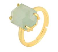 LCDIUDIU Bagues Ouvertes En Pierre Naturelle pour Femmes, Serties Hexagonales En Or, Améthyste Facettée, Bijou Énergétique, Ajustable, Anneau De Pouce, Cadeau pour Petite Amie Ou Épouse,