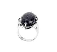 LCDIUDIU Bagues Ouvertes Réglables En Pierre Naturelle, Monture En Argent, Forme Ovale, Cristal Pastèque, Pierres Précieuses, Anneau De Doigt, Anneau De Pouce, Bijoux Cadeau pour Elle, Petite Ami