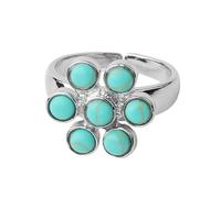 LCDIUDIU Bagues pour Femmes En Pierre Naturelle, Incrustation De Fleurs En Argent, Rondes, Naturelles, Reiki, 7 Chakras, Pierre D'Énergie, Ajustable, Anneau De Pouce, Bijoux, Cadeau pour Petite Ami