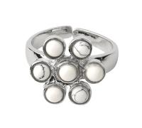 LCDIUDIU Bagues pour Femmes En Pierre Naturelle, Incrustation De Fleurs En Argent, Rondes, Naturelles, Reiki, 7 Chakras, Pierre D'Énergie, Ajustable, Anneau De Pouce, Bijoux, Cadeau pour Petite Ami