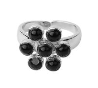 LCDIUDIU Bagues pour Femmes En Pierre Naturelle, Incrustation De Fleurs En Argent, Rondes, Naturelles, Reiki, 7 Chakras, Pierre D'Énergie, Ajustable, Anneau De Pouce, Bijoux, Cadeau pour Petite Ami