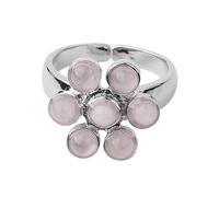 LCDIUDIU Bagues pour Femmes En Pierre Naturelle, Incrustation De Fleurs En Argent, Rondes, Naturelles, Reiki, 7 Chakras, Pierre D'Énergie, Ajustable, Anneau De Pouce, Bijoux, Cadeau pour Petite Ami