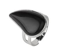 LCDIUDIU Bagues pour Femmes En Pierre Naturelle, Monture En Argent, Goutte D'Eau, Obsidienne Noire, Bijou Énergétique, Ajustable, Anneau De Doigt, Anneau De Pouce, Cadeau pour Petite Amie, Épouse