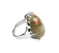 LCDIUDIU Bagues pour Femmes En Pierre Naturelle, Monture En Argent, Ovale, Reiki, Malachite, Énergie, Gemme Ouverte, Réglable, Anneau De Pouce, Bijoux, Cadeau pour Elle, Petite Amie, Épouse, Mama