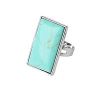 LCDIUDIU Bagues Rectangulaires En Pierres Naturelles, Monture En Argent, Bagues En Pierres Précieuses Turquoise, Grand Anneau De Doigt Réglable Et Ouvert, Anneau De Pouce, Bijoux Cadeau pour Sa Pe