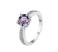 LCDIUDIU Bagues Simples Ouvertes Et Réglables En Argent Sterling 925 pour Femme, Bagues De Promesse Rondes En Moissanite Avec Zircone 1 Carat, Anneau Pouce, Pierre Précieuse, Cadeau Mariage, Viole