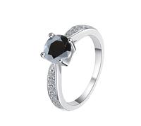 LCDIUDIU Bagues Simples Ouvertes Et Réglables En Argent Sterling 925 pour Femme, Bagues De Promesse Rondes En Moissanite Avec Zircone 1 Carat, Anneau Pouce, Pierre Précieuse, Cadeau Mariage, Noir