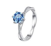 LCDIUDIU Bagues Simples Ouvertes Et Réglables En Argent Sterling 925 pour Femme, Incrustations De Forme Torsadée, Taille Ronde, Moissanite 1 Carat, Bagues De Promesse, Anneau Pouce, Pierre Précie