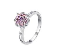 LCDIUDIU Bagues Simples Ouvertes Et Réglables En Argent Sterling 925 pour Femme, Incrustées De Forme De Fleur, Taille Ronde, Moissanite 1 Carat, Anneau Pouce, Pierre Précieuse, Cadeau pour Femme