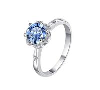 LCDIUDIU Bagues Simples Ouvertes Et Réglables En Argent Sterling 925 pour Femme, Incrustées De Forme De Fleur, Taille Ronde, Moissanite 1 Carat, Anneau Pouce, Pierre Précieuse, Cadeau pour Femme