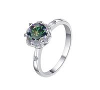 LCDIUDIU Bagues Simples Ouvertes Et Réglables En Argent Sterling 925 pour Femme, Incrustées De Forme De Fleur, Taille Ronde, Moissanite 1 Carat, Anneau Pouce, Pierre Précieuse, Cadeau pour Femme