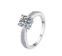 LCDIUDIU Bagues Simples Ouvertes Et Réglables En Argent Sterling 925 pour Femmes, Bagues De Promesse Rondes En Moissanite Avec Zircone 1 Carat, Anneau Pouce, Pierre Précieuse, Cadeau Mariage, Tran