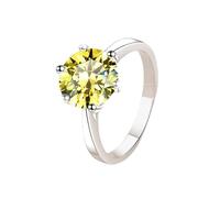 LCDIUDIU Bagues Simples Ouvertes Et Réglables En Argent Sterling 925 pour Femmes, Bagues De Promesse Solitaires En Moissanite Taillée 1 Carat, Anneau Pouce, Pierre Précieuse, Cadeau Mariage, Jaun
