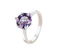 LCDIUDIU Bagues Simples Ouvertes Et Réglables En Argent Sterling 925 pour Femmes, Bagues De Promesse Avec Solitaire Moissanite Taillée 1 Carat, Anneau Pouce, Pierre Précieuse, Cadeau Mariage, Vio