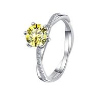 LCDIUDIU Bagues Simples Ouvertes Et Réglables En Argent Sterling 925 pour Femmes, Incrustations De Forme Torsadée, Taille Ronde, Moissanite 1 Carat, Bagues De Promesse, Anneau Pouce, Pierre Préci