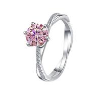 LCDIUDIU Bagues Simples Ouvertes Et Réglables En Argent Sterling 925 pour Femmes, Incrustations De Forme Torsadée, Taille Ronde, Moissanite 1 Carat, Bagues De Promesse, Anneau Pouce, Pierre Préci