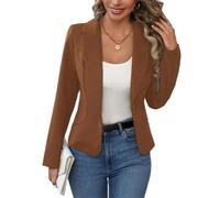 LCDIUDIU Blazer Court pour Femme, Veste À Un Bouton, Revers Cranté, Manches Longues, Style Tunique, Coupe Ajustée, Élégante Et Décontractée, Idéale pour Le Bureau Ou Les Soirées, Marron, Taille XL.