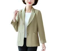 LCDIUDIU Blazer Décontracté À Manches 3/4 Retroussées pour Femme, Veste De Tailleur À Revers Crantés Et Poches, Coupe Ajustée Et Légère, Idéale pour Le Travail Et Bureau Au Quotidien, Vert