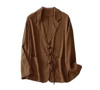 LCDIUDIU Blazer Femme Chic Et Elegant,Blazer D'Été Décontracté pour Femme, Vert, Manches Longues, Revers Crantés, Boucle Qipao, Veste De Costume Légère avec Poche, Hauts Élégants Le Travail