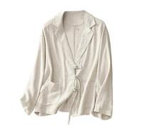 LCDIUDIU Blazer Femme Chic Et Elegant,Blazer D'Été Décontracté pour Femme, Vert, Manches Longues, Revers Crantés, Boucle Qipao, Veste De Costume Légère avec Poche, Hauts Élégants Le Travail