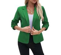 LCDIUDIU Blazer Froncé À Manches 3/4 pour Femme, Veste De Tailleur À Un Bouton Et Revers Cranté, Coupe Ajustée, Idéale pour L'Été, Le Bureau, Les Soirées Et Les Mariages. Vert, Taille XXL.