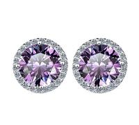 LCDIUDIU Boucles D'Oreilles À Tige En Argent Sterling 925, Incrustation De Cercle Creux, Petits Clous En Zircon Rond De 5 Mm, Hypoallergéniques, Pierre Naissance, Bijoux, Cadeau pour Femme, Épou