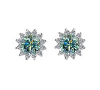 LCDIUDIU Boucles D'Oreilles À Tige En Argent Sterling 925, Petites Fleurs En Diamant Taille Ronde De 5 Mm, Hypoallergéniques, Pierre Naissance, Bijoux, Cadeau pour Femme, Épouse, Maman, Vert