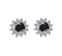 LCDIUDIU Boucles D'Oreilles À Tige En Argent Sterling 925, Petites Fleurs En Diamant Taille Ronde De 5 Mm, Hypoallergéniques, Pierre Naissance, Bijoux, Cadeau pour Femme, Épouse, Maman, Noir