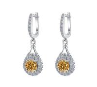 LCDIUDIU Boucles D'Oreilles Créoles En Argent pour Femmes En Argent Sterling 925, Pendantes, Incrustées De Larme, Taille Ronde, Zircone Cubique, Hypoallergéniques, Boucles D'Oreilles À Charnièr