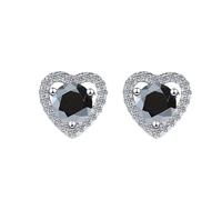 LCDIUDIU Boucles D'Oreilles En Argent Sterling 925 En Forme De Cœur, Incrustation D'Amour, Diamant Rond De 5 Mm, Petites Boucles D'Oreilles Hypoallergéniques, Pierre Naissance, Bijoux Cadeau pour